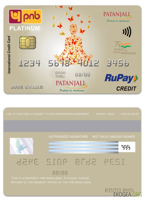 Inde PNB Bank Patanjali RuPay carte de crédit platine